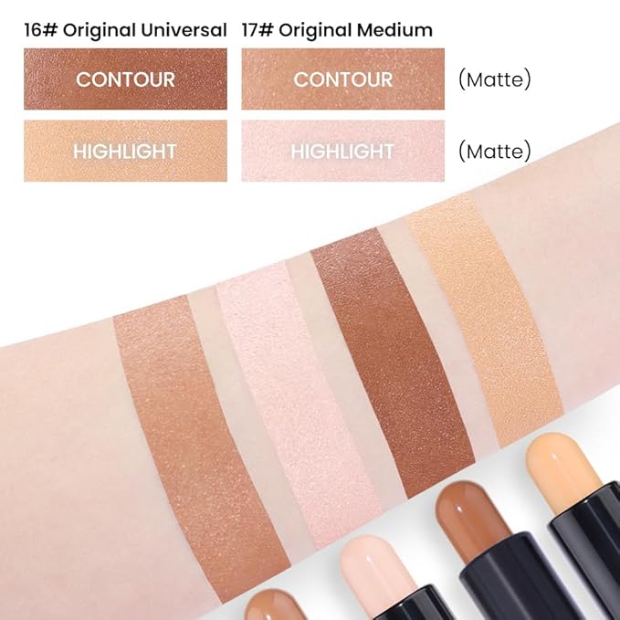 evpct 2in1 Face Shaping & Contouring Stick Cream Contour Concealer Bronzer Stick Makeup Kit for Face Highlighter Makeup Stick contorno maquillaje de maquillaje, ORIGINAL Universal + ORIGINAL Medium-Velvo Beauty
