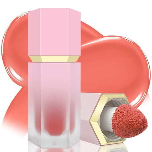 Liquid Blush for Cheeks, Soft Cream Blush with Cushion Applicator, Dewy Finish Matte Velvet Texture, High-Pigmented Blendable, Long-Wearing Rubor Makeup | #04 EBULLIENT-Cool Pink-Velvo Beauty