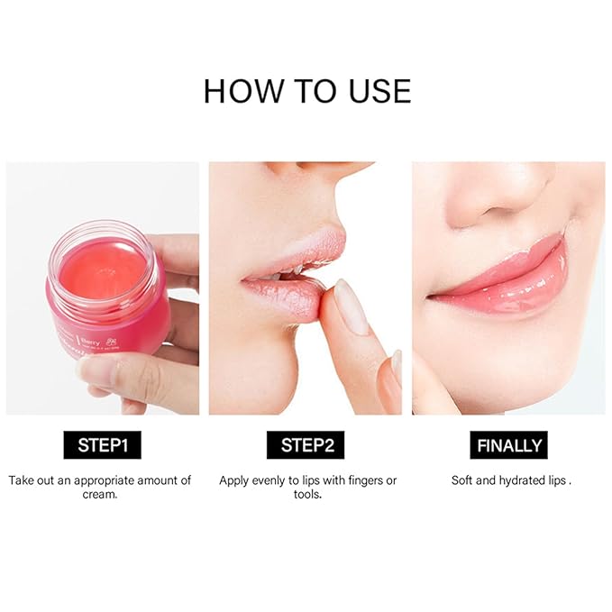 Cherry Lip Mask, Hydrating Lip Mask, Lip Treatment for Dry Cracked Lips, Avocado Coconut Sleeping Lip Mask, Lip Moisturizer Overnight, Intense Lip Repair & Care, 20G-Velvo Beauty