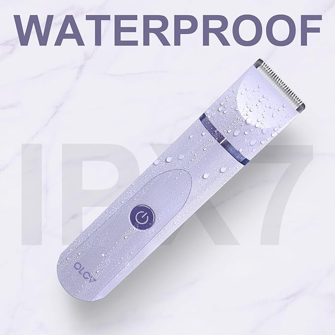 OLOV Electric Body Hair Trimmer - Groin Trimmer for Men - Bikini Trimmer Women - Wet/Dry Shaver Groomer, Replaceable Ceramic Blade Heads, USB Recharge Dock, Waterproof Hygiene Razor,Purple-Velvo Beauty