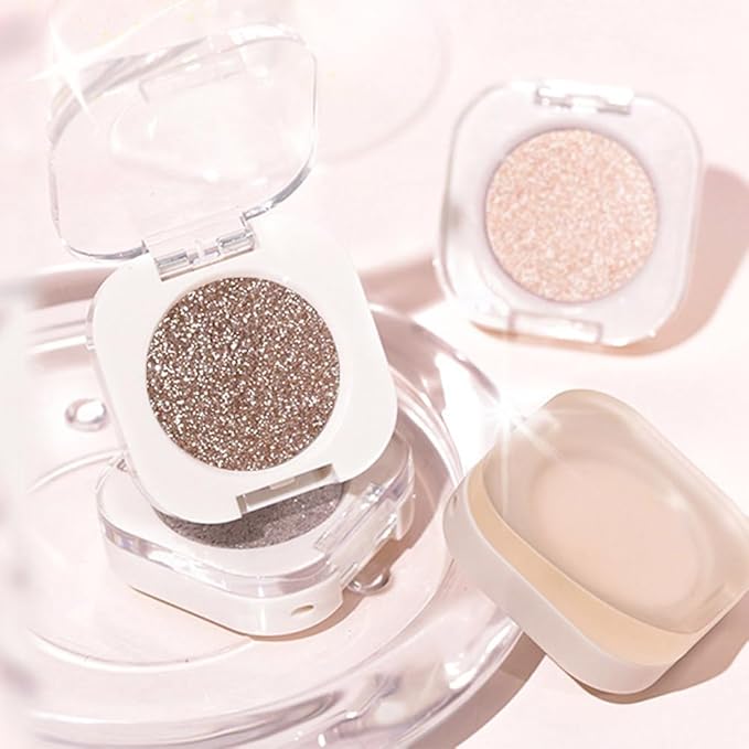 Monochrome Glitter Eyeshadow - Nude Gold Brown Shimmer Eye Shadow, Talc-Free, Paraben-Free, Cruelty-Free, Long-Lasting Single Eyeshadow Palette for Everyday & Special Occasions 10#-Velvo Beauty
