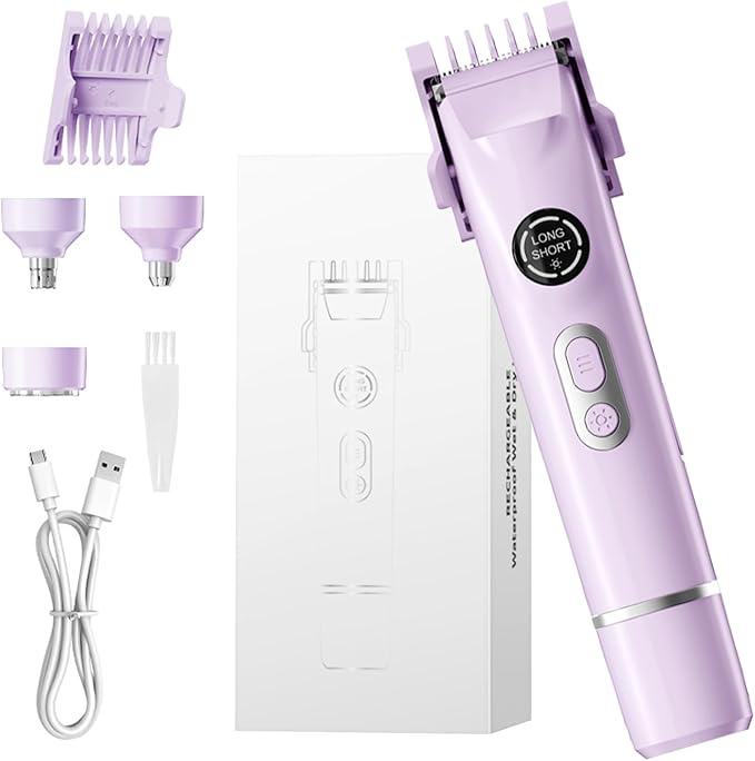 4-in-1 Waterproof Bikini Hair & Body Hair Trimmer - Rechargeable Shaver - IP7-compact for Travel, Cordless Use-Velvo Beauty