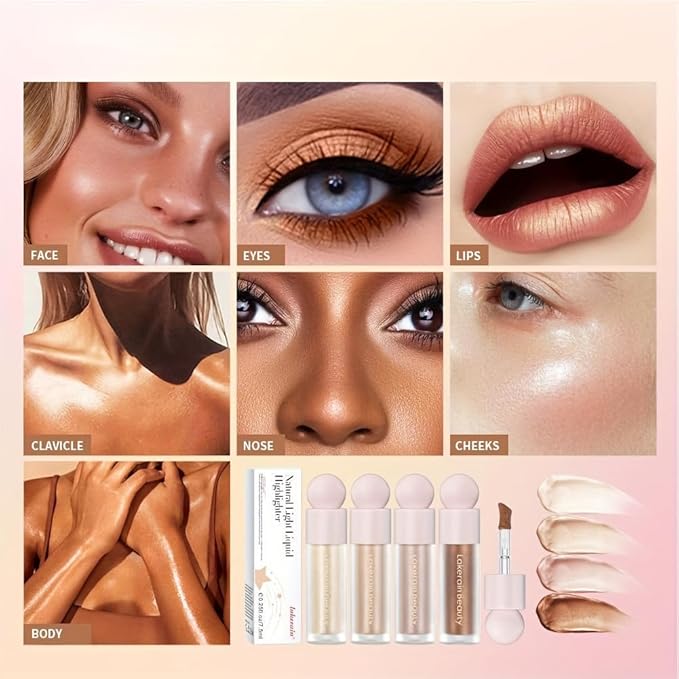 GECOMO Liquid Contour Beauty Wand Face Highlighter Bronzer Makeup Stick, Dewy Finish, Moisturizing Silky Smooth Texture 0.25 Oz/ 7.5ml - 04 CANDLELICHT-Velvo Beauty