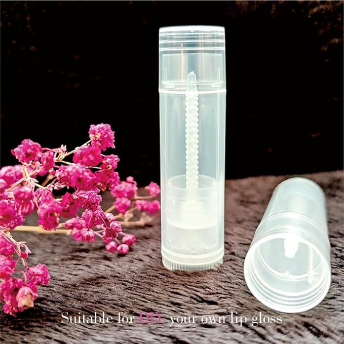 50 Lip Balm Container Kit with Filling Tray and Spatula, Round Tube Refillable Empty Tube 3 Colors, 0.15 oz, BPA Free, for DIY Homemade Lipstick Lipstick (50 translucent kits,)-Velvo Beauty