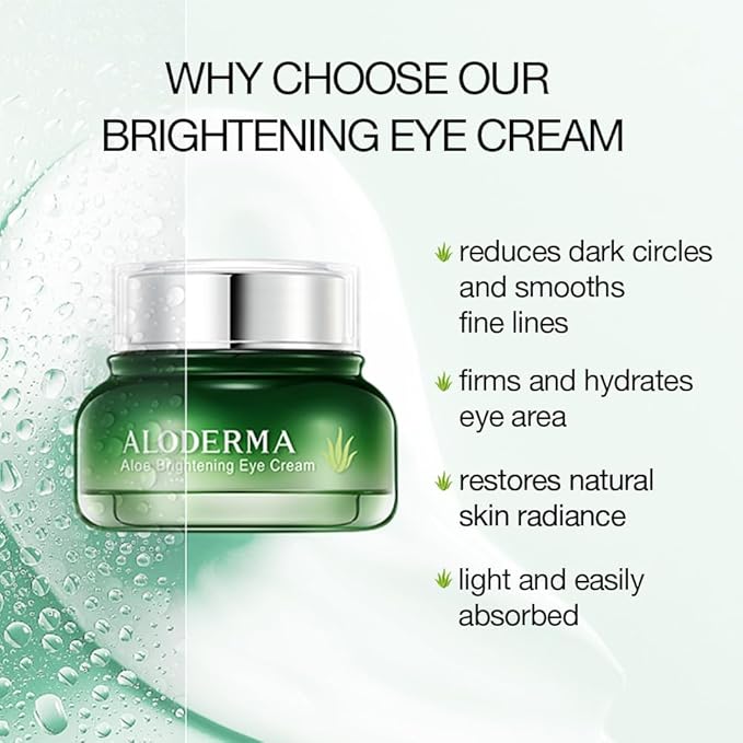 Aloderma Brightening Eye Cream with Organic Aloe Vera - Hydrating Daily Eye Cream for Dark Circles & Puffiness with Caffeine & Sage Oil - Day & Night Eye Cream for Puffy Eyes & Fine Lines, 25g/0.9oz-Velvo Beauty