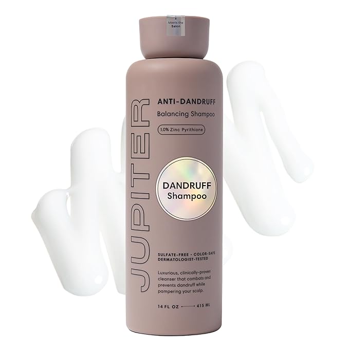 Jupiter Anti Dandruff Shampoo, for Women & Men, Physician-Formulated for Flaky, Itchy, Oily, Dry Scalp, Vegan, Sulfate-Free, Color-Safe, & Paraben-Free, Anti-Dandruff Shampoo with Zinc, 14 fl oz-Velvo Beauty