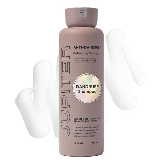 Jupiter Anti Dandruff Shampoo, for Women & Men, Physician-Formulated for Flaky, Itchy, Oily, Dry Scalp, Vegan, Sulfate-Free, Color-Safe, & Paraben-Free, Anti-Dandruff Shampoo with Zinc, 14 fl oz-Velvo Beauty