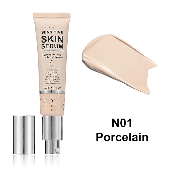 MAEPEOR Hydrating Foundation 6 Colors Full Coverage Liquid Foundation Naturally Mattle Oil-Control Foundation for All Skin Tone (01 Porcelain)-Velvo Beauty