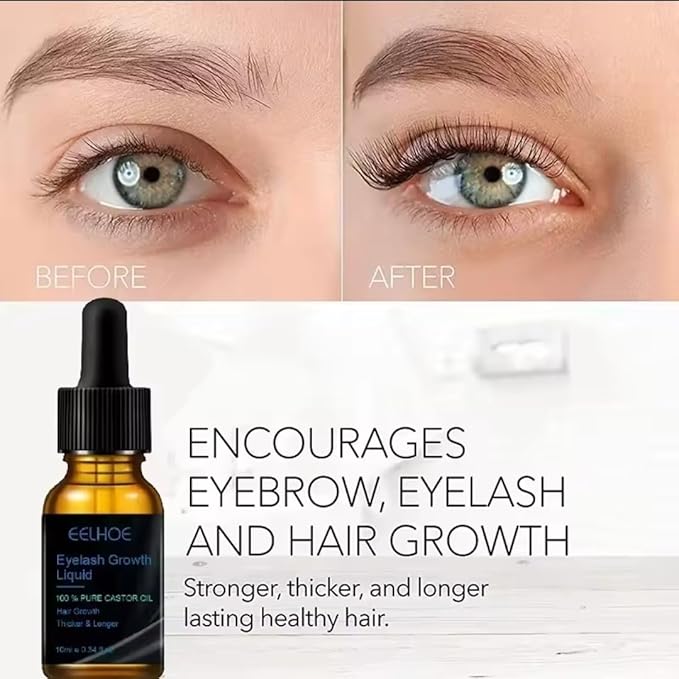 Eyelash Growth Serum, Pure Castor Oil, 0.34 fl oz with Applicator-Velvo Beauty