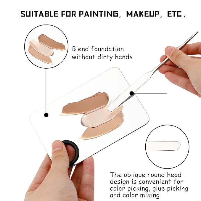 Makeup Spatula and Palette Set, Facial Makeup Tools, Including Eye Shadow/Eyelashes/Nail/Foundation With Makeup Mixing Palette + Blending Stick + Blending Spatula + Foundation Brush-Velvo Beauty
