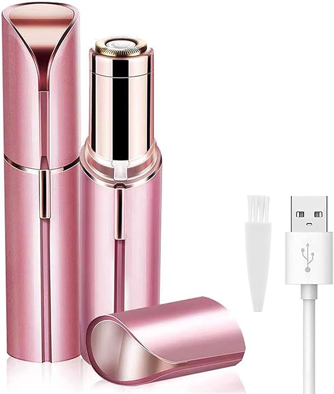 Facial Hair Removal for Women, Mini Hair Remover, Electric Razor Shaver Portable Bikini Epilator for Lips, Chin, Armpit, Peach Fuzz, Fingers, Neck, Cheek and USB Rechargeable (Pink)-Velvo Beauty