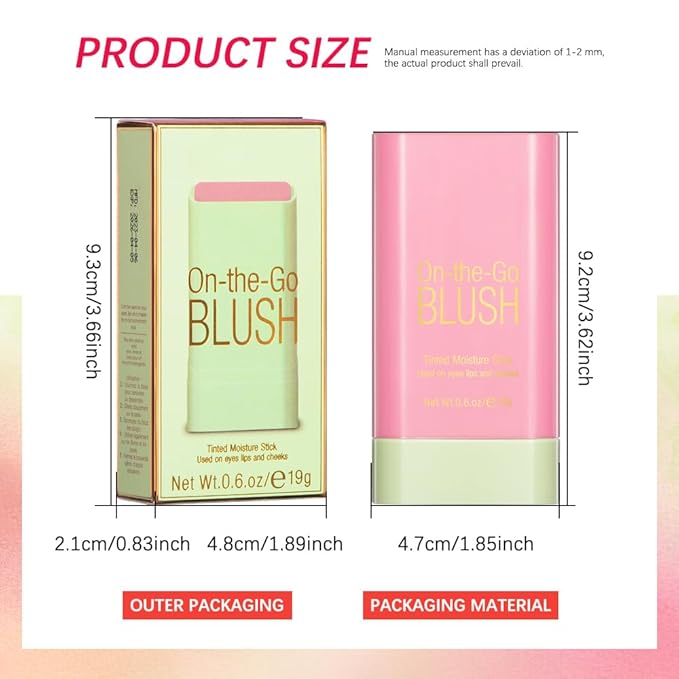 Soft Creamy Blush Stick,On-the-Go Blush,2-in-1 Cheek and Lip Tint,Waterproof Hydrating Solid Natural Moisture Smooth Blendable Matte Finish Face Blush Makeup,01 shy pink-Velvo Beauty