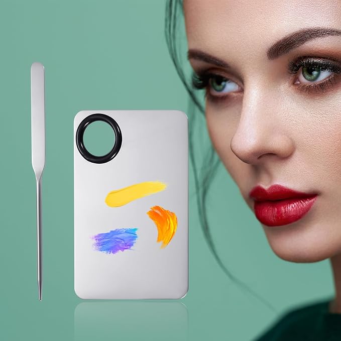 Foundation Spatula, Stainless Steel Makeup Mixing Palette with Makeup Spatula Korean Reusable Cosmetic Spatula Tool for DIY Liquid Foundation Nail Polish Contour Primer-Velvo Beauty