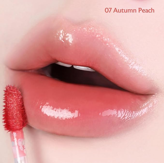 MILKTOUCH Jelly Fit Lip Tint (07 Autumn Peach) with Cooling Plumping Effect and Water-Based Non-Sticky Texture | Long Lasting Korean Beauty Lipstain Tinted Gloss Oil Brown K Makeup-Velvo Beauty