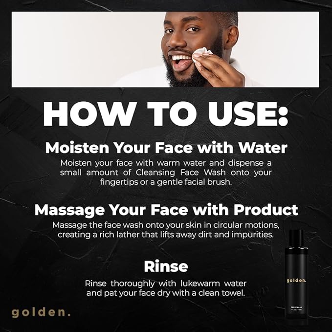 Golden Grooming Co. Men Face Wash with Aloe Vera & Vitamin E - Facial Cleanser for Men - Organic & Nature-Based - Ideal for Sensitive and Oily Skin - Rich Foaming Daily Cleanser - 4 oz.-Velvo Beauty