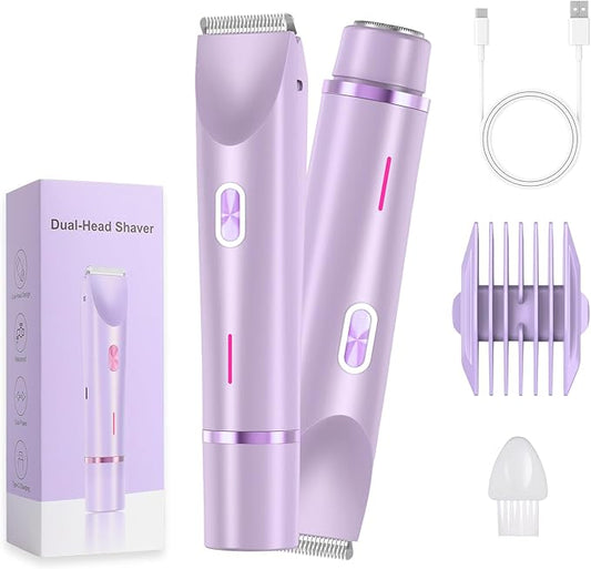 2025 New Electric Womens Shaver, 2-in-1 Women's Body Shaver, Bikini Electric Razor, Wet and Dry Use Body Trimmer for Home (Purple)-Velvo Beauty