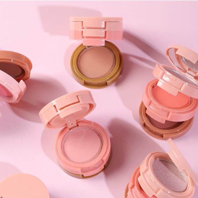 Makeup Eyeshadow Palettes, 3-in-1 Protable Multifunction Blush Highlighter Contour Palettes with 3 Trend Colors for Daily Natural Luster Makeup, Waterproof Long Lasting - 2 Pack #2-Velvo Beauty