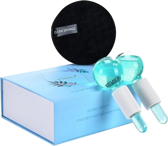 Ice Globes for Facials- Freezer Free Face Rollers with Essence for Daily Beauty Routines, Skin Massagers Globes Durable Quartz Glass for Reduce Puffiness Skin Cooling (Update Green)-Velvo Beauty