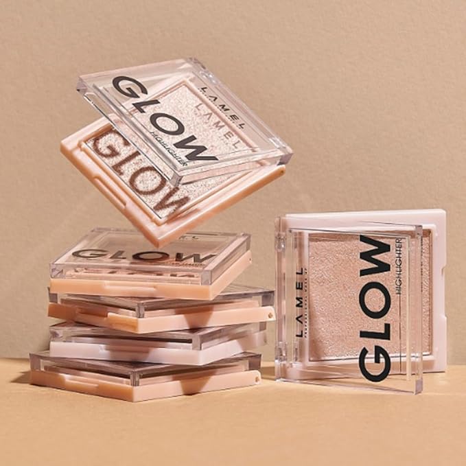 LAMEL Glow Highlighter: Face Make Up & Contour Palette in Deep, Vibrant Colors - Natural Shimmer - Compact Size & Perfect for Travel - Cruelty Free - 3.8gr/0.13 oz 402 (Sun)-Velvo Beauty