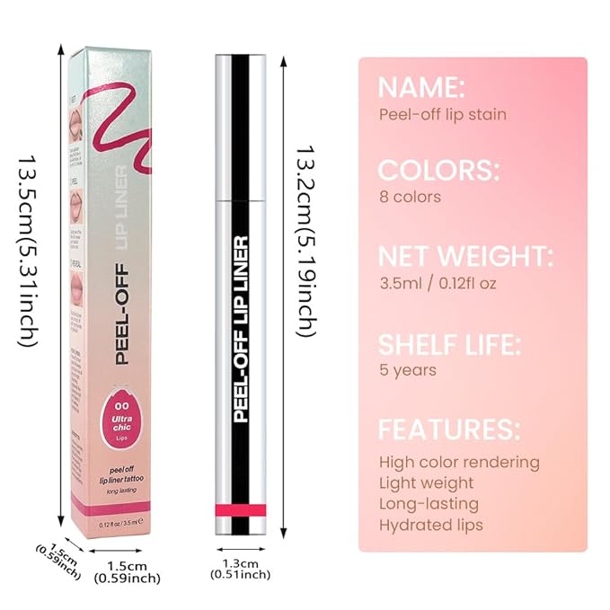 Peel Off Matte Liquid Lip Gloss Stain-Lip Liner with Tweezer, Delicate Pink Peel Off Lip Stain, Long Lasting & Waterproof Lipstick Tattoo, Transfer-Proof Lip Gloss for All Skin Types (00#, 1Pcs)-Velvo Beauty