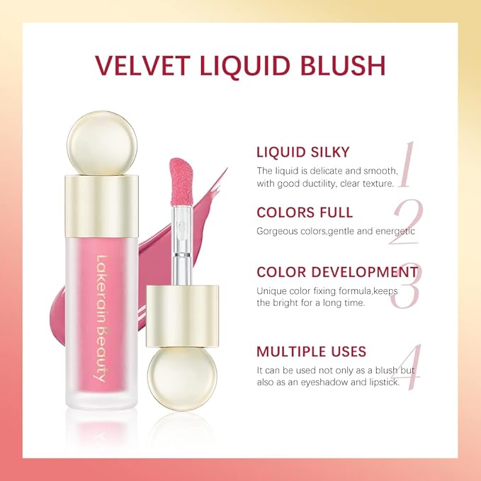 Liquid Blush,Soft Cream Face Blush, Dewy Cheek Tint, Long Lasting Natural Matte Finish Looking,Moisturizing Lightweight Blendable Feel (02 - HAPPY)-Velvo Beauty