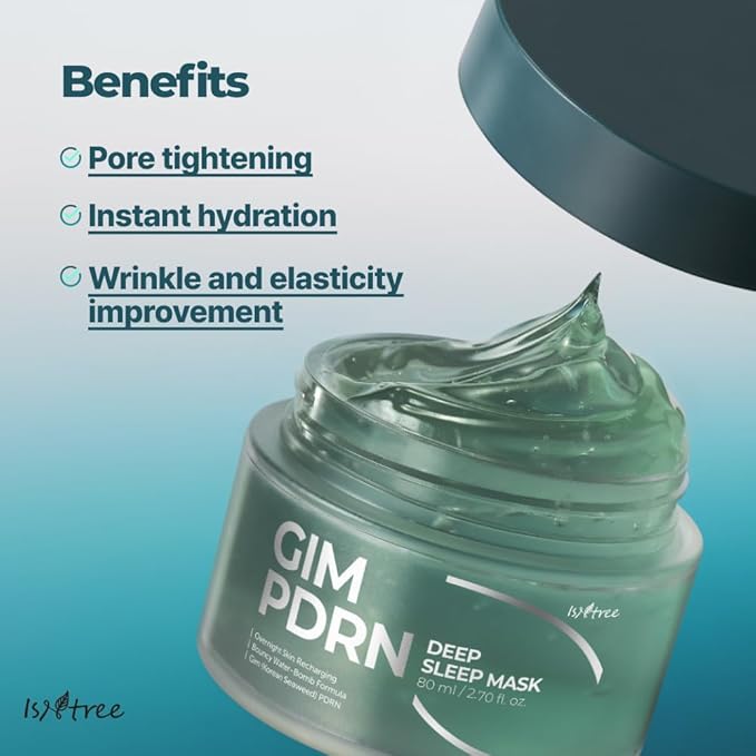 IsNtree Gim PDRN Deep Sleep Mask 80ml, 2.7 fl oz | Korean SEAWEED Skincare Sleeping Mask gel | Night Cream | Facial Mask | Overnight Gel mask for Hydration & Skin Bounce-Velvo Beauty