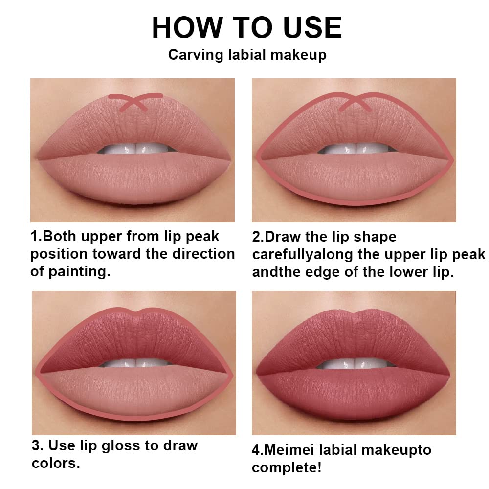 evpct 2Pcs Antique Rose Matte Lip Liner and Lipstick Pencil Makeup Set Brown Liquid Lipstick Lip gloss Stain Set Long Lasting Waterproof labiales mate 24 horas originales matte larga duracion 24 29#-Velvo Beauty