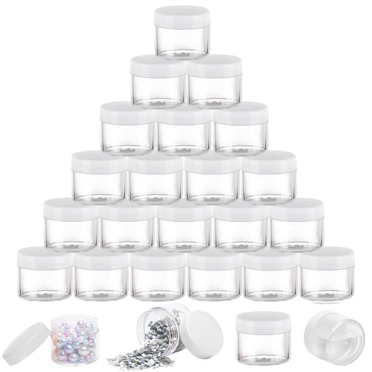 100 Count Sample Containers with lids 20g Plastic Cosmetic Jars Leak Proof Traveling Makeup Containers for Cream and Lotions - White-Velvo Beauty