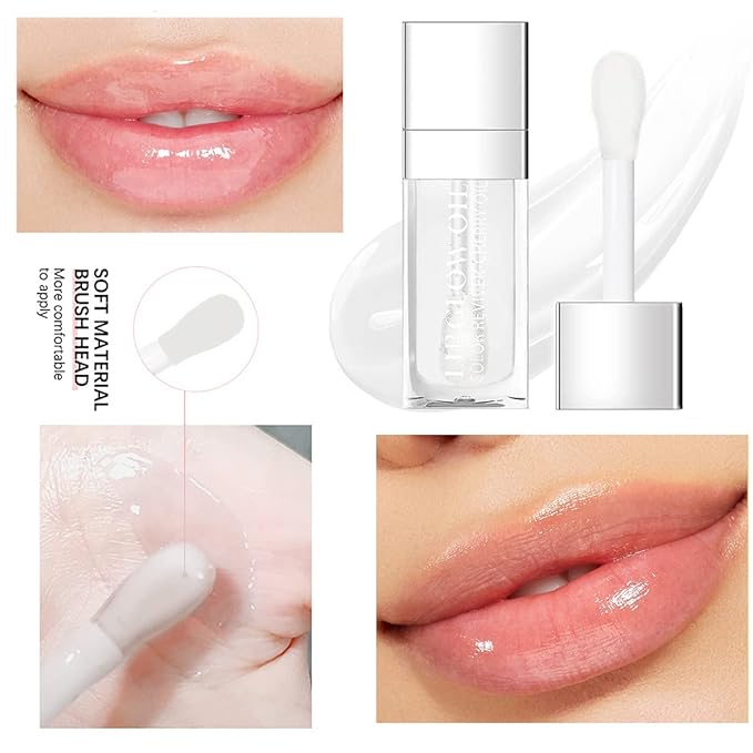 Lip Oil Hydrating Tinted Lip Balm, Plump Lip Gloss Lip Care Transparent Toot Lip Oil Tinted (004# Transparent)-Velvo Beauty