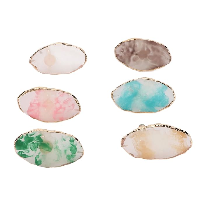 Nail Art Palette, 6pcs Wearable Soft Resin Nail Art Palette Ring, Resin Nail Art Palette Compatiable for Make-Up Beginners and Make-Up Schools-Velvo Beauty