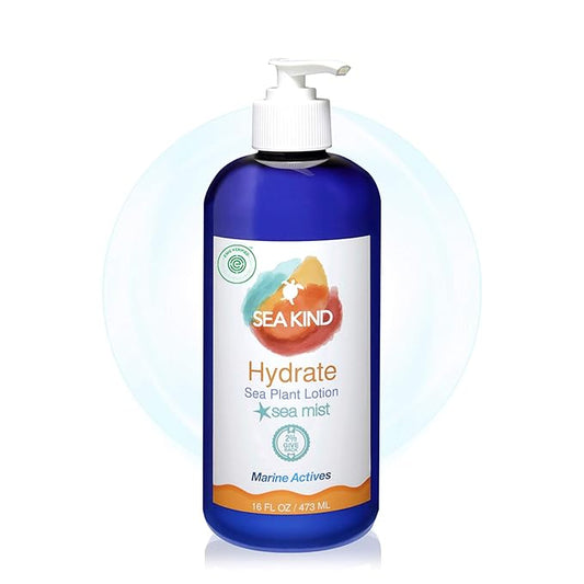 All Natural Hydrate Sea Mist Sea Plant Hand and Body Lotion for Women and Men, Essential Oil Scent, 16 Fl Oz, Non Comedogenic, Vegan Moisturizer for Dry and Sensitive Skin, No Parabens-Velvo Beauty
