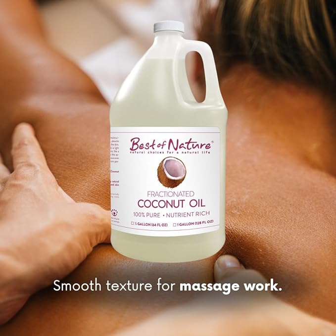 Best of Nature 100% Pure Fractionated Coconut Oil - Liquid MCT Massage & Body Oil, Unscented Moisturizer for Hair, Skin, Face, Aromatherapy Carrier for Essential Oils, 5 Gallon Pail (640 fl oz)-Velvo Beauty