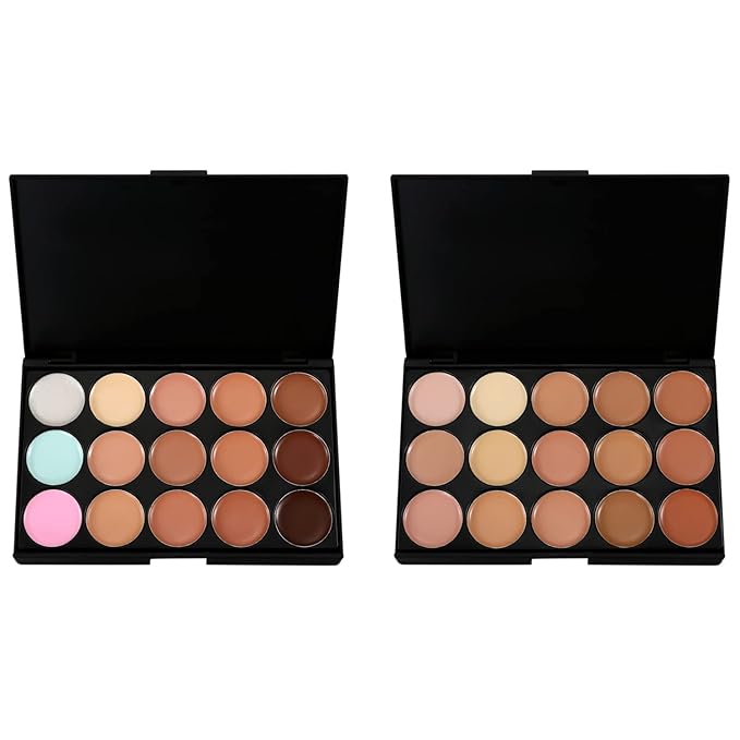15 Colors Cream Foundation & Contour Palette, Professional Makeup Set, Multifunctional Concealer, Natural Finish, Full Coverage, All Skin Types, Unisex, Includes Storage Bag-Velvo Beauty