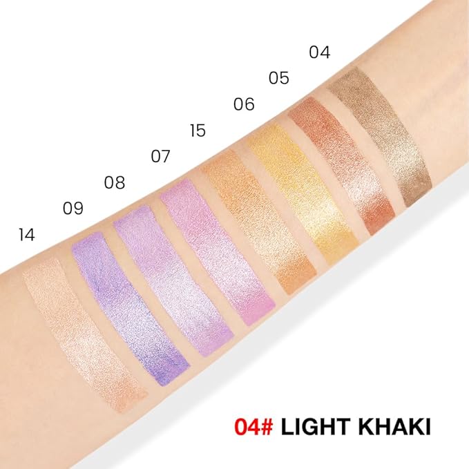evpct Light Khaki Shimmer Cream Eye Shadow Brightener Sticks Set for Eyes, Khaki Shimmery Matte Pencil Eye shadow Applicator Stick Pen Palette Makeup Waterproof sombras en crema para ojos 04#-Velvo Beauty
