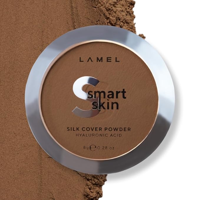 Lamel Smart Skin Silk Compact Powder - Long Lasting Pressed Finishing Powder - Oil Control Makeup, Suitable for Dry Skin, Lightweight Formula - 406 Caramel 0.28 oz-Velvo Beauty