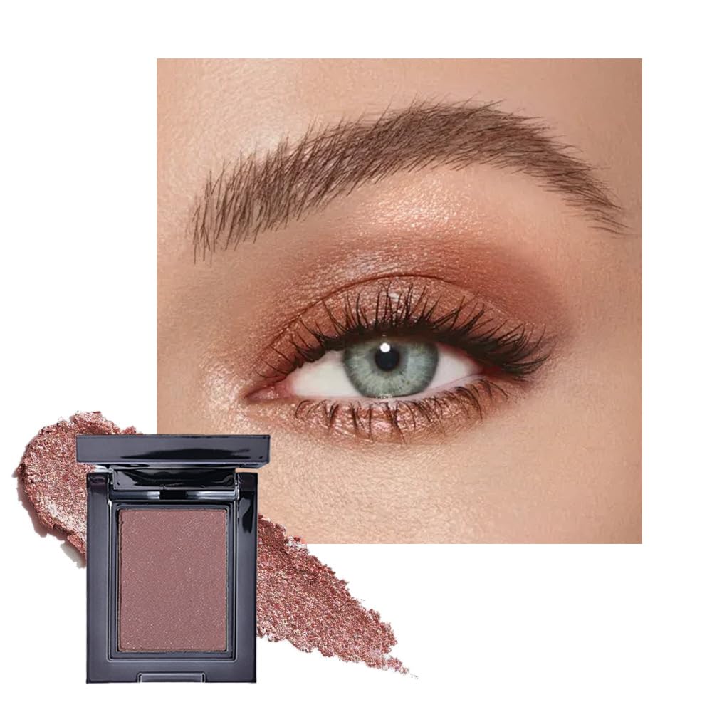 Red Brown Shimmer Single Eye Shadow Palette Makeup with Mirror,Neutral Powder Monochrome Eyeshadow for Older Women,Waterproof Long Lasting Naturing-Looking sombras para ojos-Velvo Beauty