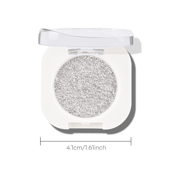 KYDA Single Glitter Eyeshadow, Metallic Silver Eyeshadow, Ultra-fine Lightweight Powder, Sparkling Blendable Formula, Daily Glossy Eyes Makeup, Cold Brew-Velvo Beauty