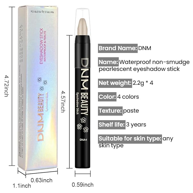 evpct 4Pcs Cream Eye Shadow Brightener Sticks Set for Eyes, Light Khaki Bronze Desert Beige Gold Shimmer Metallic Eyeshadow Pencil Applicator Stick Palette Makeup Waterproof sombras en crema para ojos-Velvo Beauty