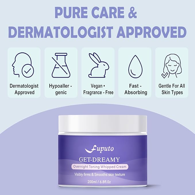 Get Dreamy Overnight Toning Whip - Body Firming Cream for Women, 6.76 oz Sleep & Sculpt Night Cream, Reduces the Appearance of Body Skin Laxity for Mulated for All Skin Types (200ml)-Velvo Beauty