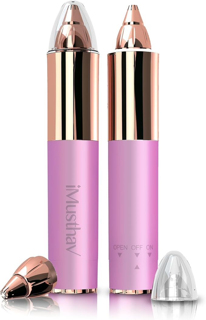 Mini Portable Painless Eyebrow Remover Trimmer for Women, Eyebrow Razor Epilator Pen,18K Gold-Plated Hypoallergenic Precision Pencil-tip. 360° LED Light for Instant and Painless Hair Remover.-Velvo Beauty