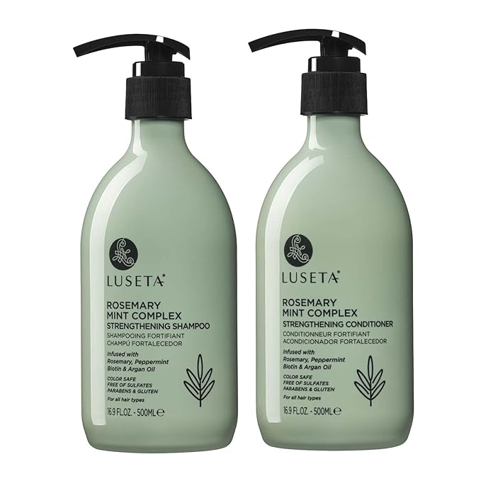 Luseta Rosemary Mint Strengthening Shampoo and Conditioner Provide Nourishment & Smoothness for Thin Hair,Reduce Frizz and Add Shine for All Hair Types 16.9oz×2-Velvo Beauty