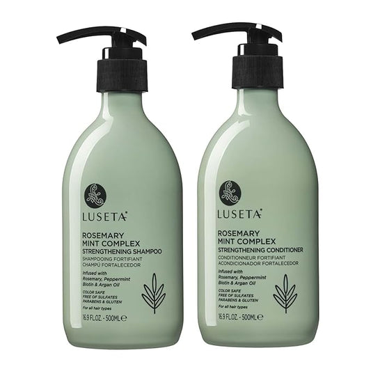 Luseta Rosemary Mint Strengthening Shampoo and Conditioner Provide Nourishment & Smoothness for Thin Hair,Reduce Frizz and Add Shine for All Hair Types 16.9oz×2-Velvo Beauty