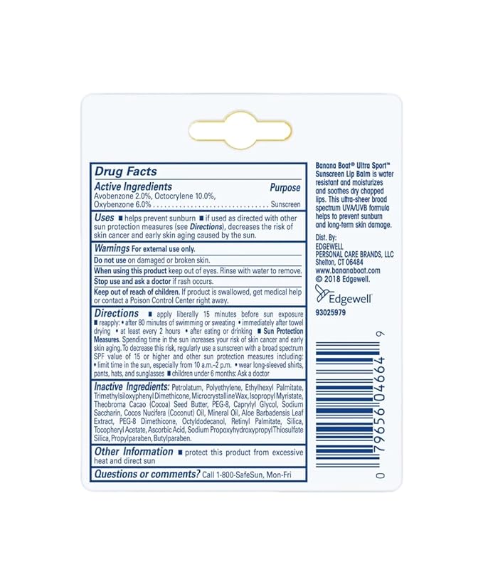 Banana Boat Sport Performance Sunscreen Lip Balm SPF 50 0.15 oz (Pack of 4)-Velvo Beauty