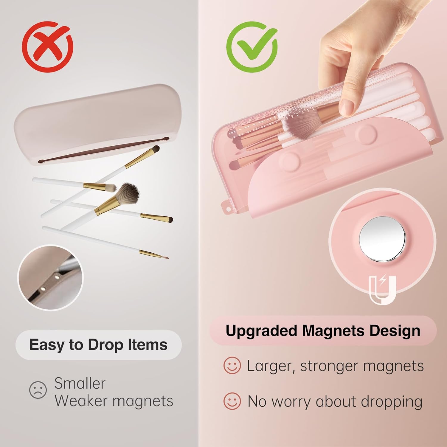 Silicone Makeup Brush Holder And Beauty Sponge Case, Travel Makeup Brush Case With Magnetic Closure, Makeup Sponge Holder 2 In 1 Stand Storage For Quick Drying White-Velvo Beauty