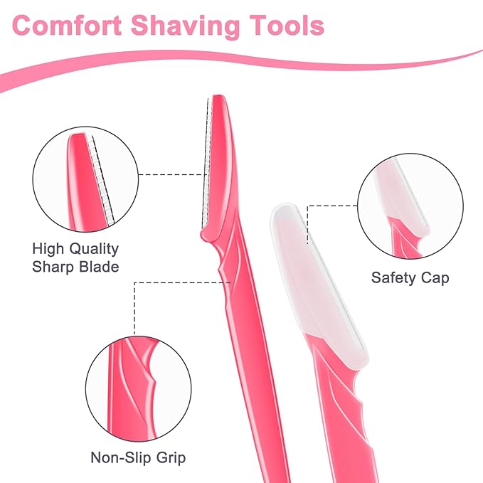 NICEMOVIC 66 Pcs Dermaplane Razor for Women Face, Eyebrow Razors and Face Razors for Women and Men, Multipurpose Facial and Eyebrow Hair Trimmer and Shaver with Precision Cover (3 Colors)-Velvo Beauty