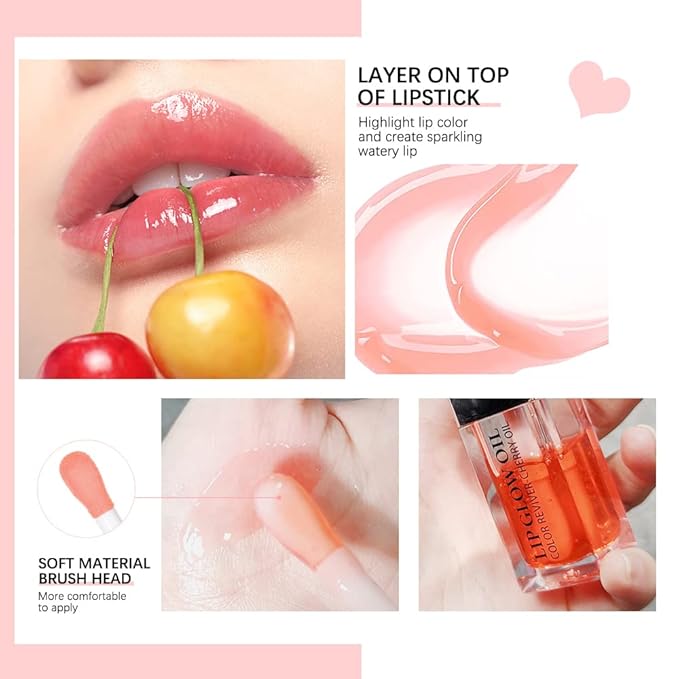 Plumping Lip Oil, Long Lasting Hydrating Lip Gloss Tinted Balm Non-sticky Revitalizing, Tinting Care Oil for Dry Lip (PINK)-Velvo Beauty