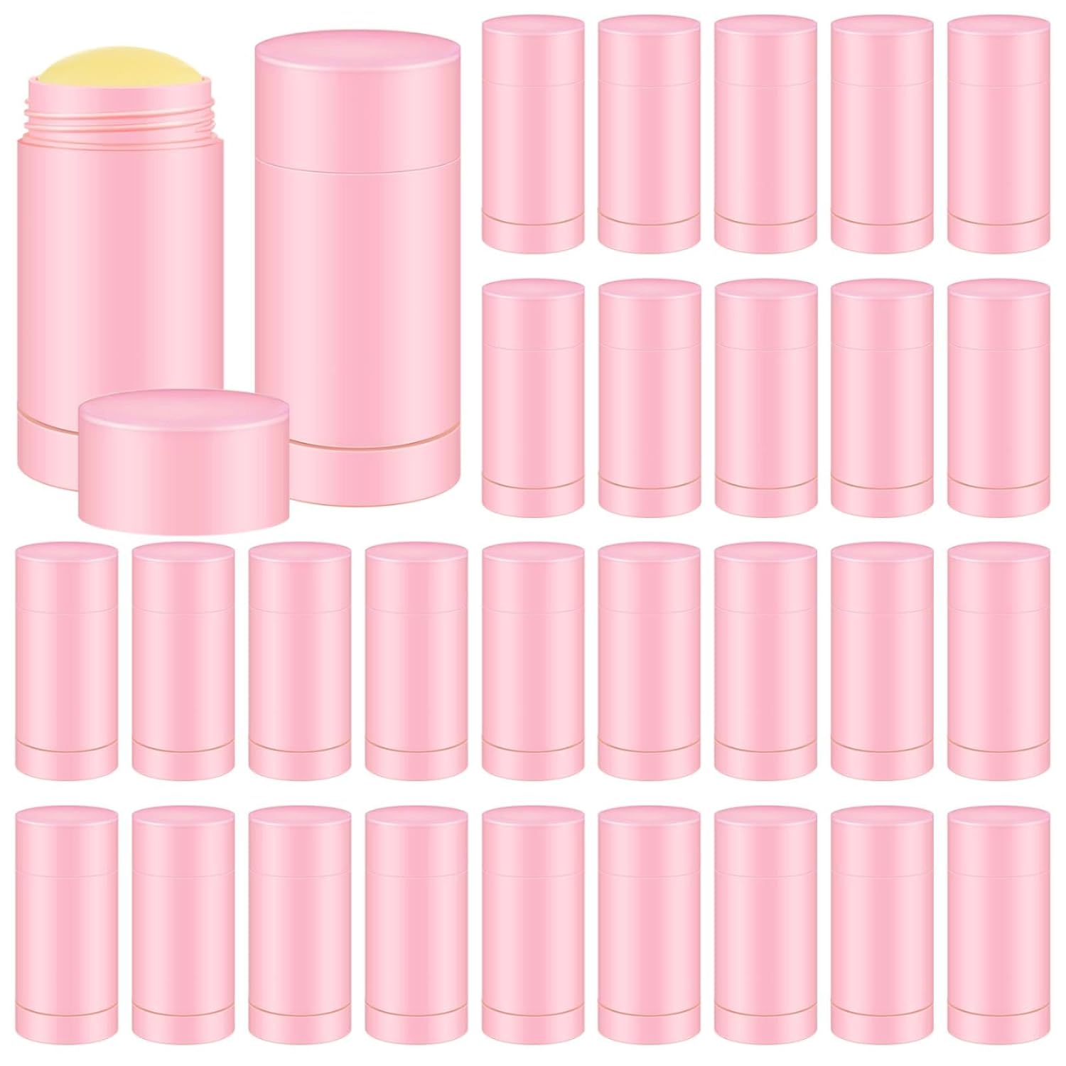 30 Pcs Empty Deodorant Containers Twist up Filling Stick Plastic Deodorant Container Refillable Bottles Bottomfill Round Lip Balm Tubes for Homemade DIY Lipstick Crayon(30 ml,Pink)-Velvo Beauty