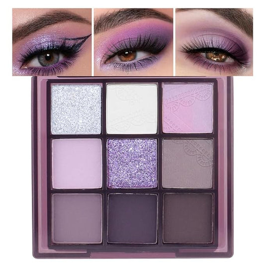 Purple Pink Eyeshadow Eye Shadow Palette Makeup,Violet Lavender Eyeshadow Palette Make Up Highly Pigmented Waterproof Mauve Bright Purple Pink Sparkling Eye Shadow, Long Lasting-Velvo Beauty