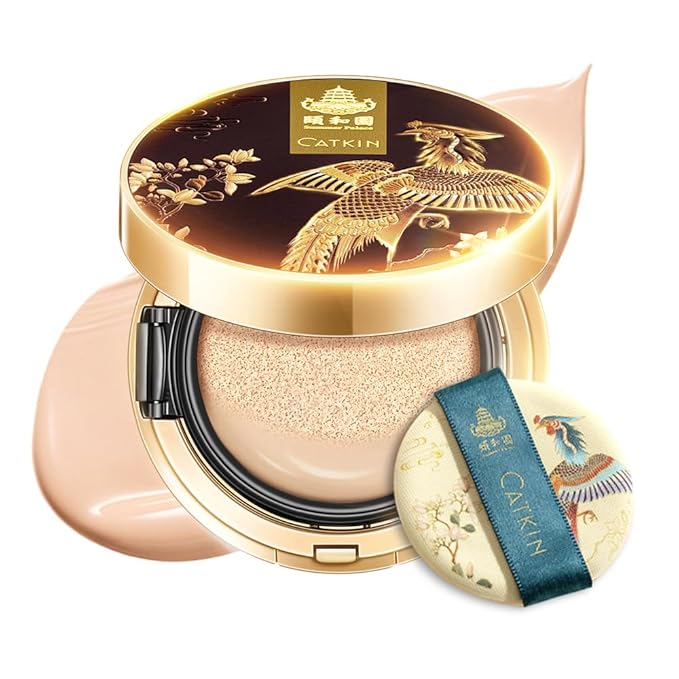 Catkin Phoenix Cushion Foundation Buildable Coverage Anti-Aging Serum Makeup, Sheer Satin Finish, Refill Included, Light Beige 0.46 Oz x 2, C02 IVORY-Velvo Beauty