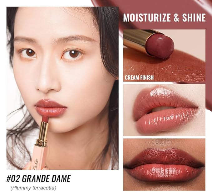 Oulac Moisturizing Shine Red Lipstick for Women, 2 in 1 Tinted Lip Balm for Winter, Hydrated Juicy and Glossy Lip Color for Dry, Cracked and Chapped Lips, Vegan 2.2g/0.07oz (02)-Velvo Beauty